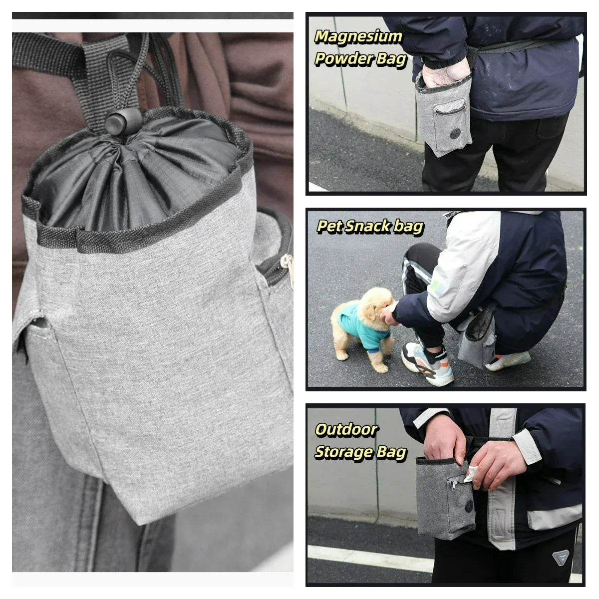 Adjustable Drawstring Chalk Bag - Climbing & Weightlifting Magnesium Powder Pouch with Outdoor Storage Waist Bag