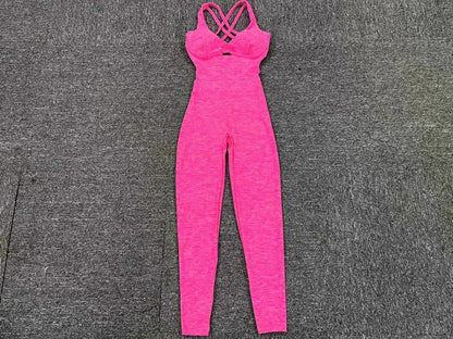 Women’s Black Sporty Jumpsuit – 2025 Workout Yoga Gym Set with Push-Up Fitness Overalls