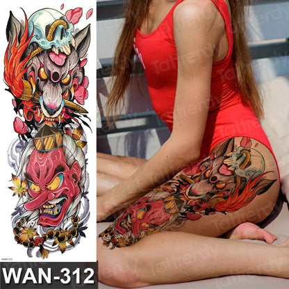 Large Temporary Leg Tattoos for Women - Sexy Animal & Anime Skull Water Transfer Body Art Stickers