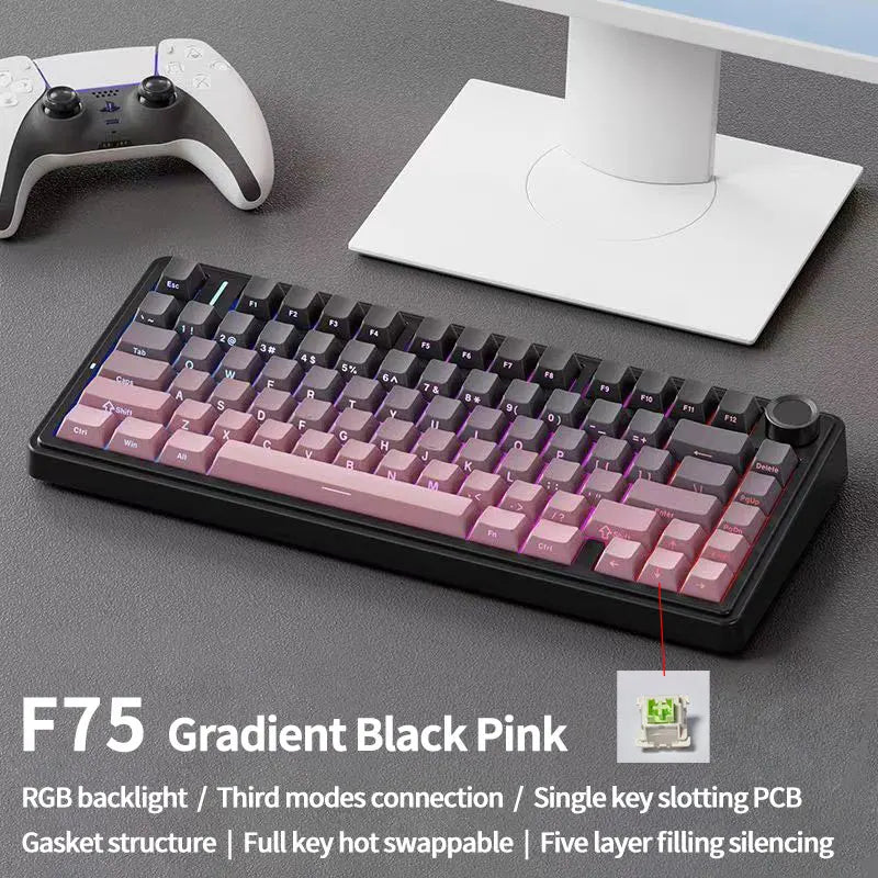 AULA F75 Gaming Mechanical Keyboard - 75% RGB Gasket Mount Hot-Swappable Keyboard with PBT Keycaps
