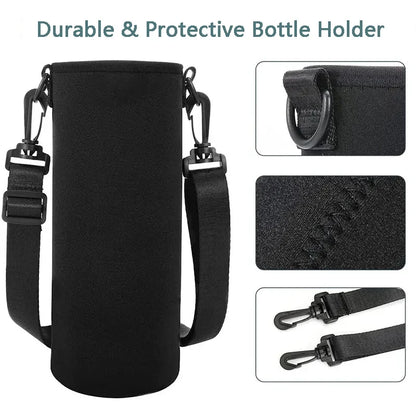 Portable Insulated Water Bottle Holder Bag - Neoprene Thermos Cup Pouch with Adjustable Strap 750ML/1000ML/1500ML