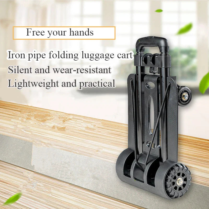 2/4-Wheeled Small Truck with Foldable Pull Rod – Portable Grocery, Luggage & Household Shopping Cart