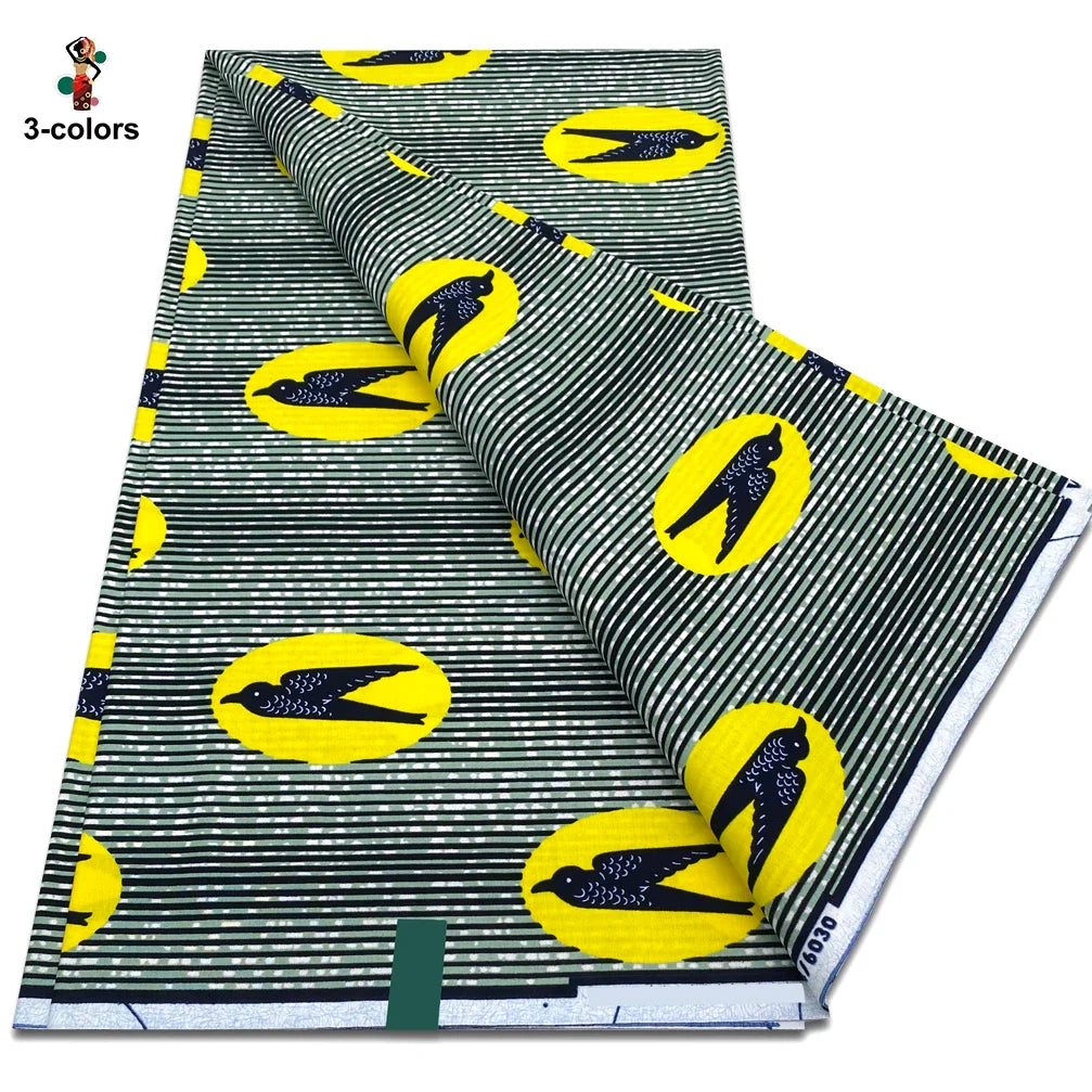 African Real Wax Print Fabric - 100% Cotton Soft Ankara Pagne Material for Dresses