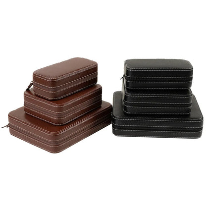 Portable Watch Storage Box Organizer - 6/10/12 Grid Zipper Display Case for Watches & Accessories