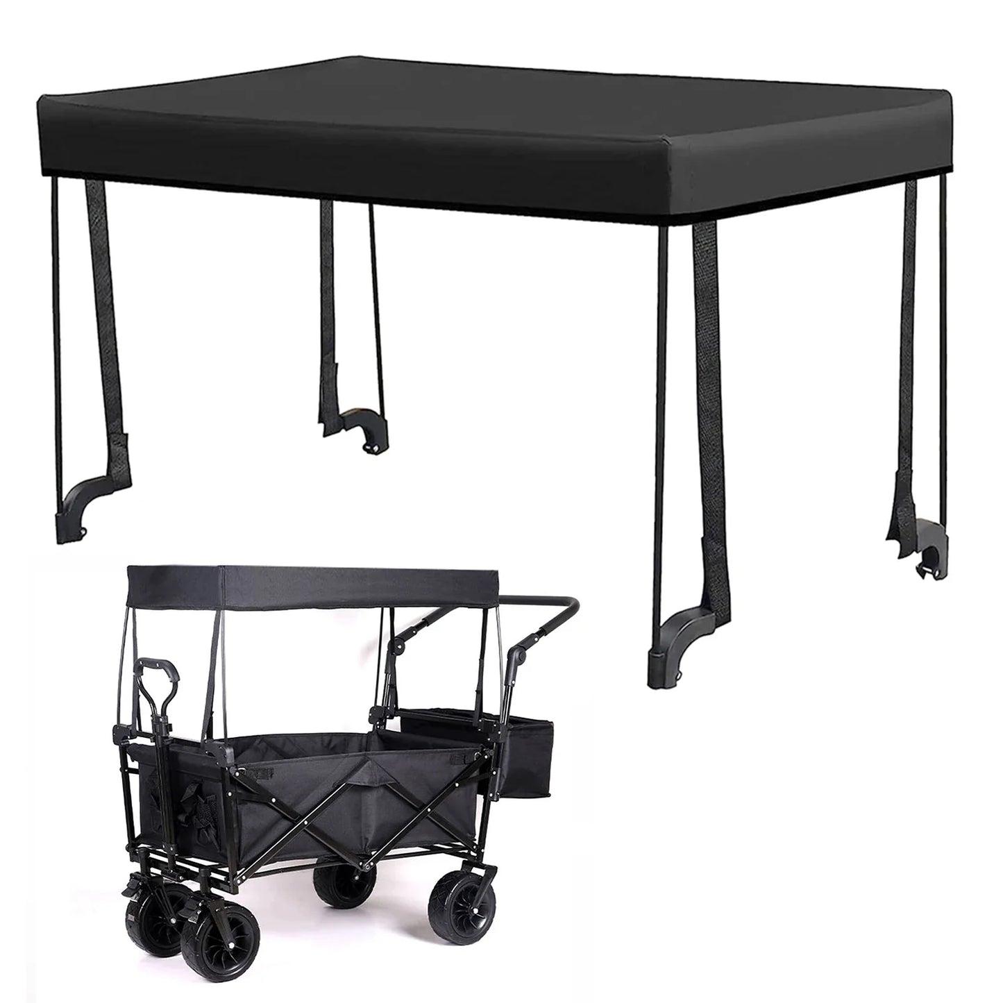 Removable Wagon Awning Canopy Sun Shade Cover for Trolley Cart with PE Cloth Tube Shelter