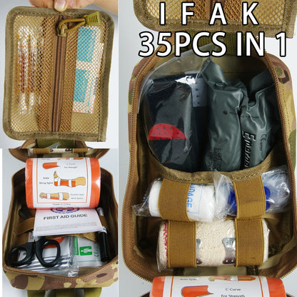Tactical IFAK First Aid Kit - MOLLE Survival Pouch with 18-Piece EMT Emergency Supplies for Camping Outdoors