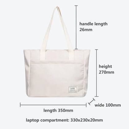 Shockproof Canvas Laptop Tote Bag - 14 Inch Women’s Notebook Handbag for MacBook, Dell, HP & More