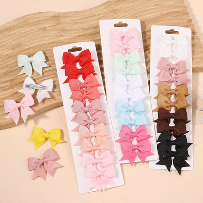 10pcs Kids Bow Hair Clips - Handmade Ribbon Bowknot Barrettes for Baby Girls Hair Accessories