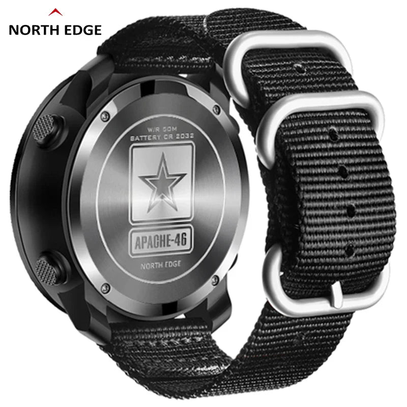NORTH EDGE APACHE-46 Men’s Digital Outdoor Watch – Altimeter, Barometer, Compass, WR50M Sports Watch