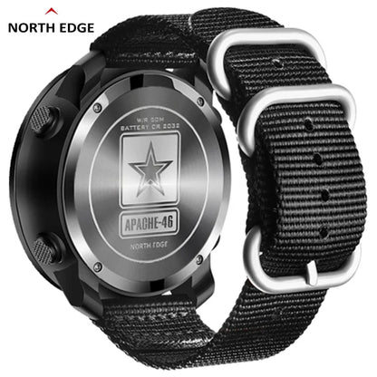 NORTH EDGE APACHE-46 Men’s Digital Outdoor Watch – Altimeter, Barometer, Compass, WR50M Sports Watch