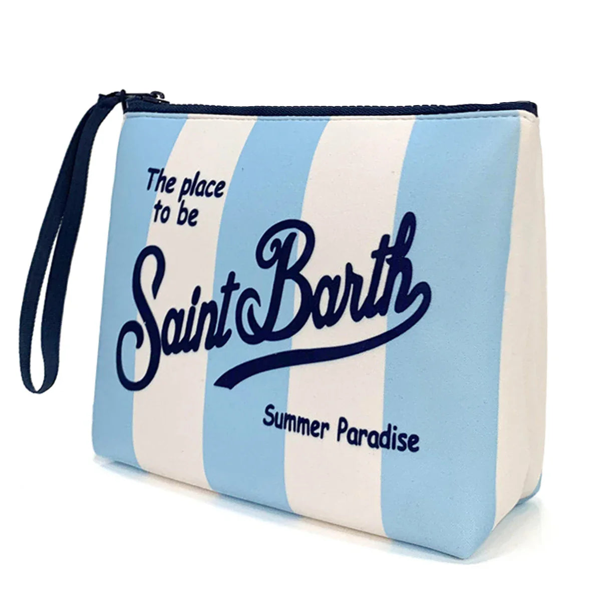 S-SAINT BARTH Pink Neoprene Clutch Bag – Trendy Vertical Zip Pouch Makeup & Toiletry Purse for Women