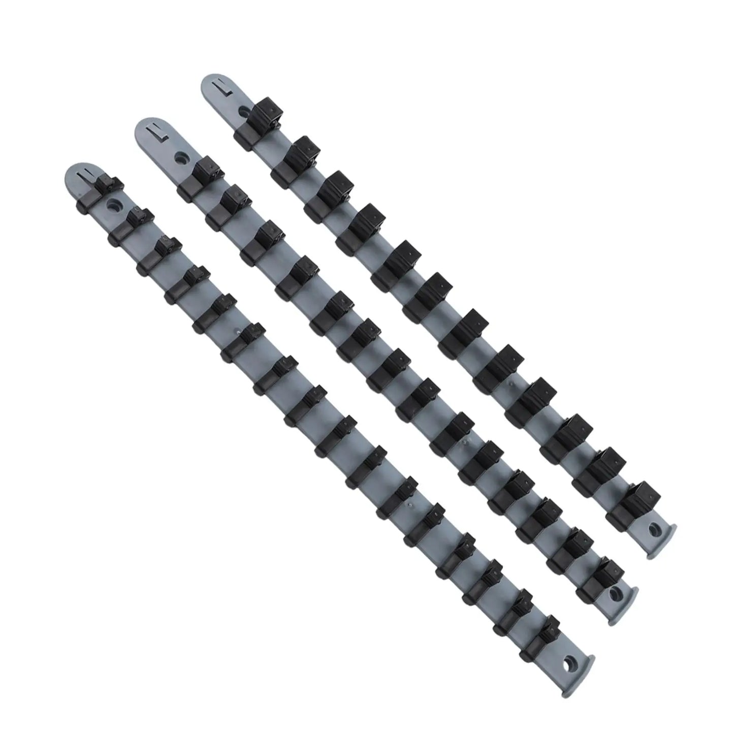 3Pcs Socket Organizer Set - 1/4 3/8 1/2 Inch Plastic Socket Tray Rail Rack Storage Holder
