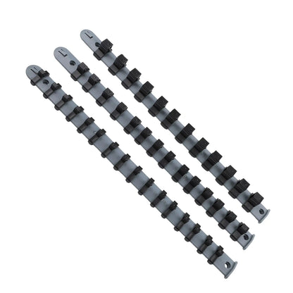 3Pcs Socket Organizer Set - 1/4 3/8 1/2 Inch Plastic Socket Tray Rail Rack Storage Holder