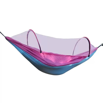 2-in-1 Camping Hammock with Mosquito Net - Ultralight Parachute Nylon Hanging Bed for Outdoor Travel & Backyard