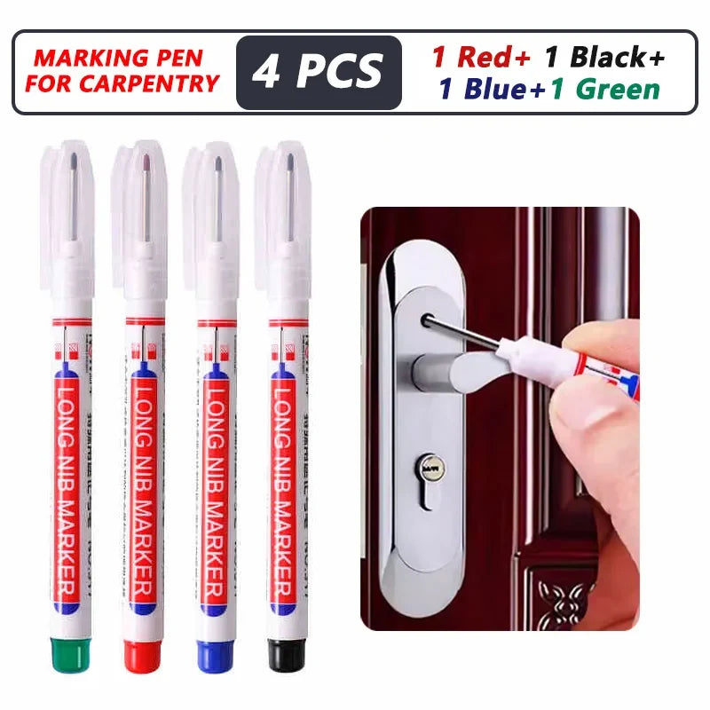 20mm Deep Hole Marker Pen Tips - Long Nib Waterproof Markers for Metal, Woodworking & Bathroom Decoration