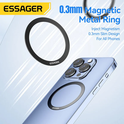 Essager 2PCS Magnetic Metal Rings for MagSafe - Compatible with iPhone 15, 14, 13, 12 Pro and Android Phones for Wireless Charging