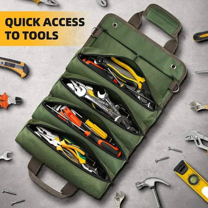 Multi-Purpose Tool Bag - Professional Roll-Up Organizer with Multiple Pockets for Hardware Tools