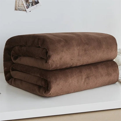 230GSM Coral Fleece Blanket – Soft Warm Flannel Bedspread & Sofa Cover in Blue & Pink