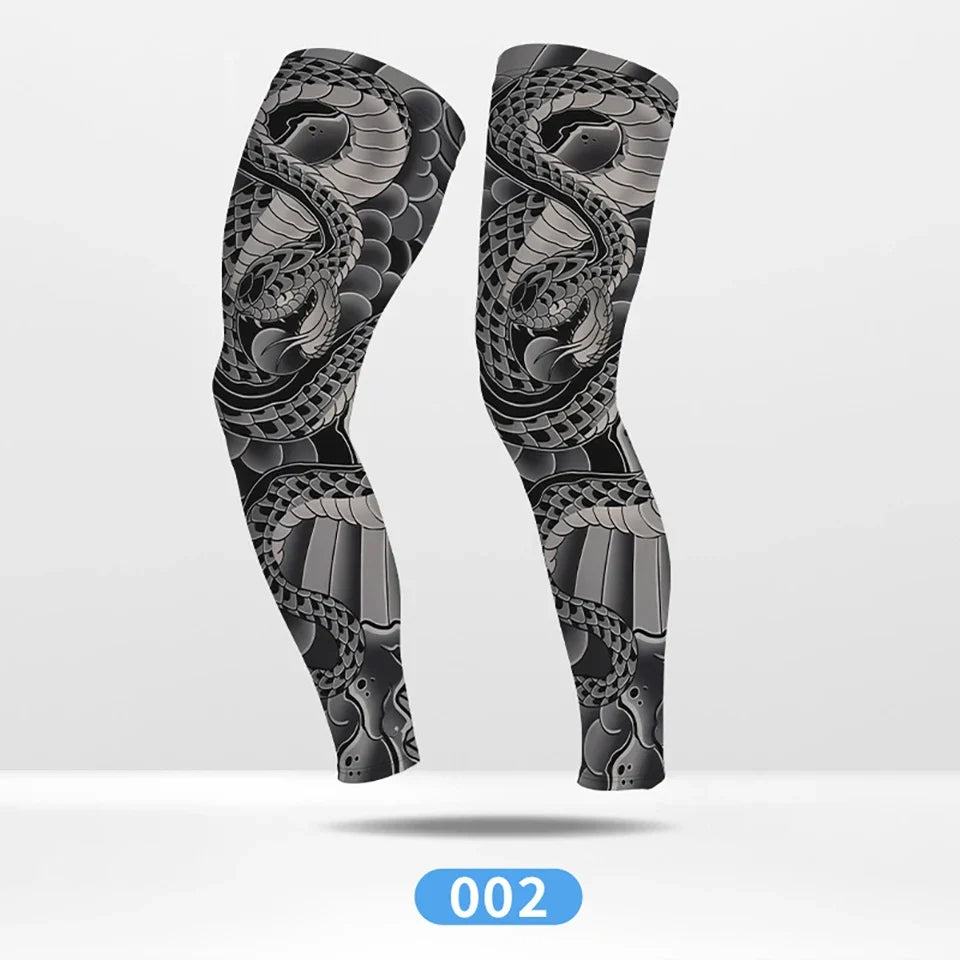 KoKossi Tattoo Print Leg Sleeves - Ice Silk Breathable Non-Slip Compression Sleeves