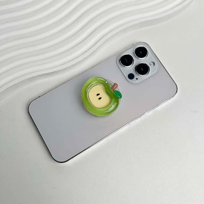 Cute Fruit Phone Holder - Resin Red Apple Foldable Phone Stand & Decorative Socket Grip