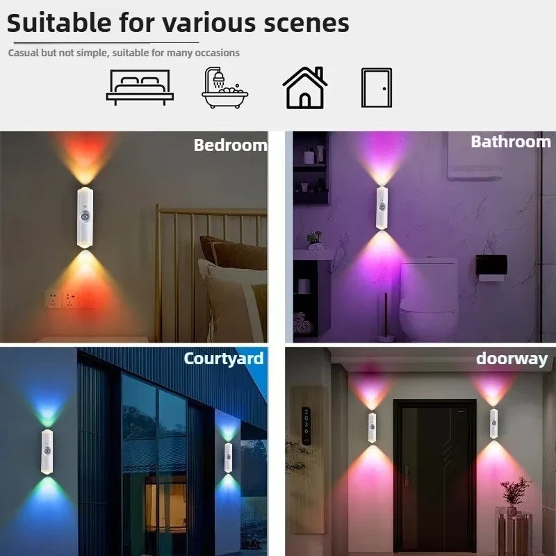 Smart RGB Gradient Night Light - Magnetic Motion Sensor Rechargeable Wall Lamp for Bedroom, Bathroom & Closet