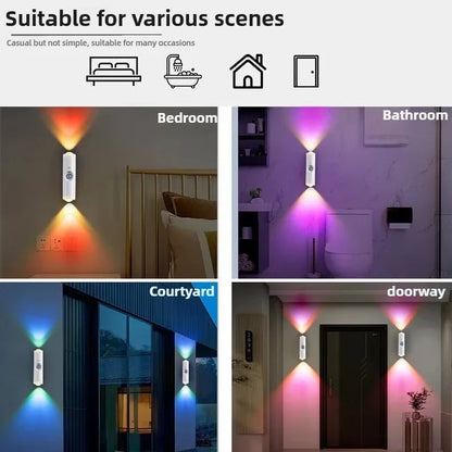 Smart RGB Gradient Night Light - Magnetic Motion Sensor Rechargeable Wall Lamp for Bedroom, Bathroom & Closet