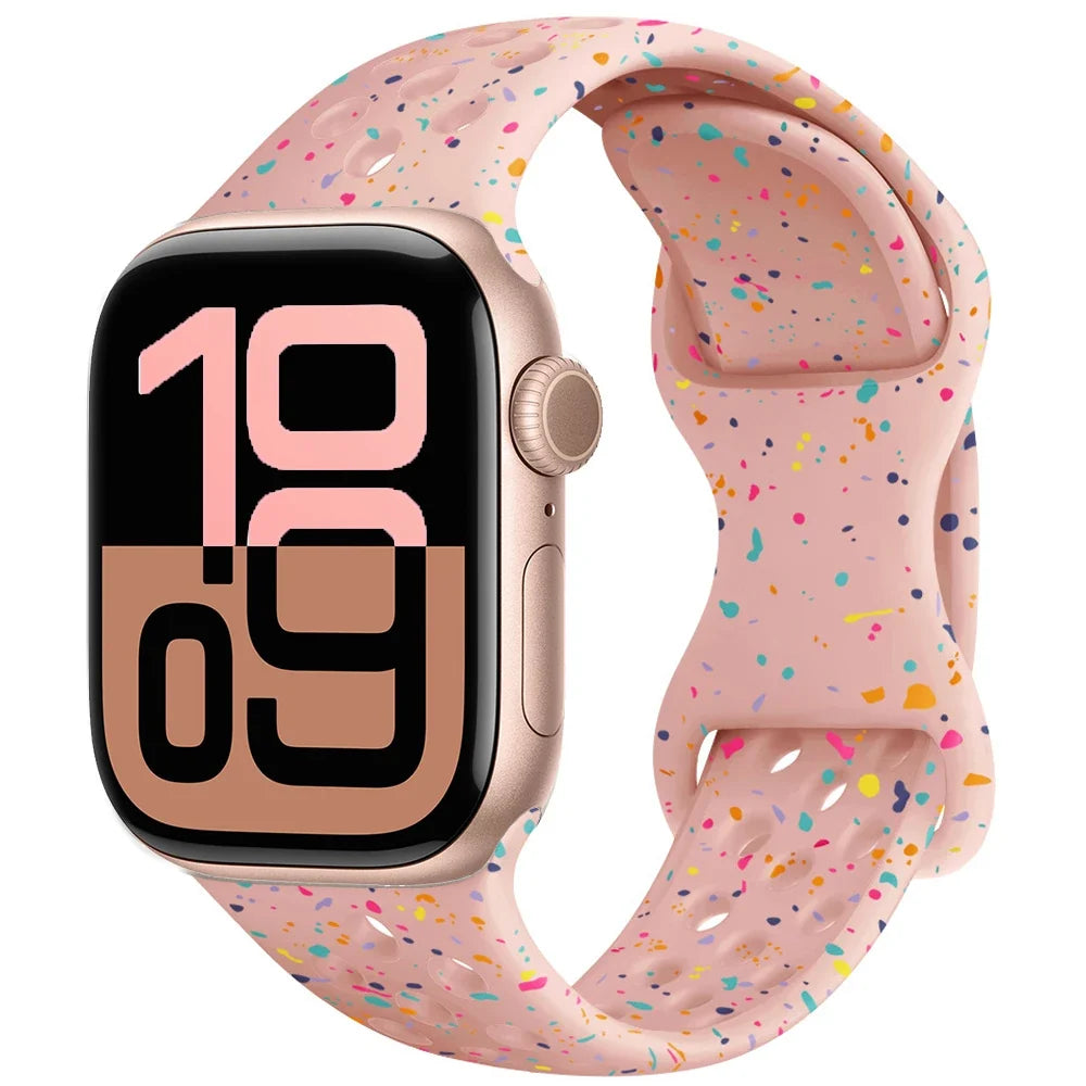 Silicone Apple Watch Strap - Breathable Wristband for Watch 11/10/9/8/7 Ultra 3/2 SE Series 49mm-41mm
