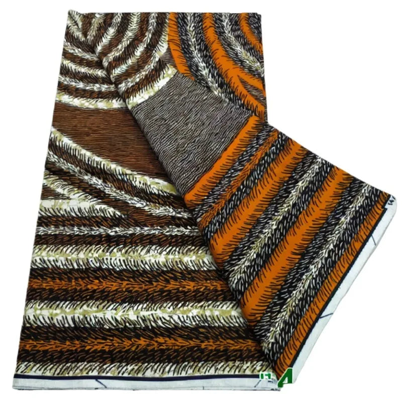 African Wax Print Fabric - High-Quality Cotton Ankara Gold Print Pagne for Wedding & Dress Sewing