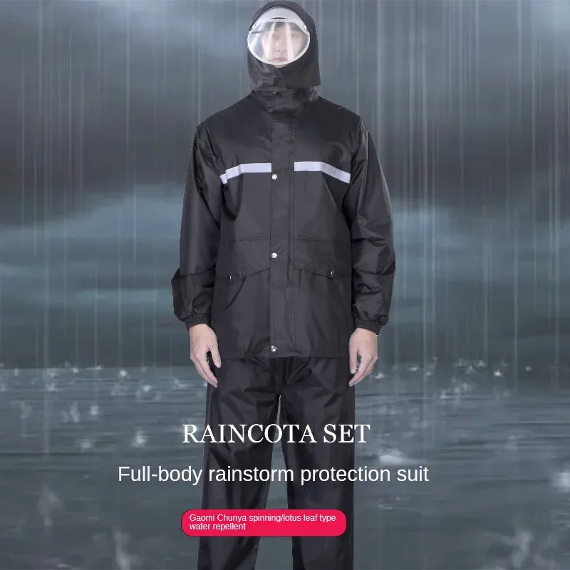 Full Body Motorcycle Rain Suit - Waterproof Reflective Raincoat and Pants Set for Electric Bicycle Riding Protection