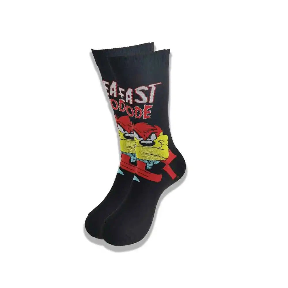 Men's Cartoon Character Crew Socks - Fun Novelty Cotton Casual Socks