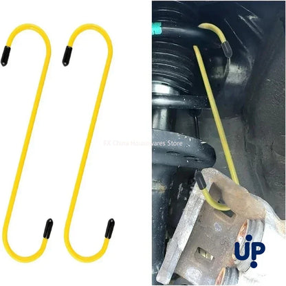 S-Shaped Brake Caliper Hanger Hooks - Universal Auto Tool with Rubber Tips for Brake Pad Replacement