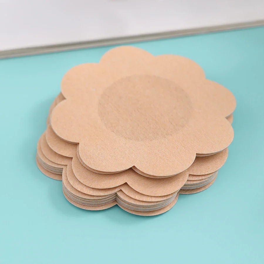 100PC Disposable Cloth Nipple Covers – Invisible Bra Pasties, Breast Petals & Chest Stickers for Women