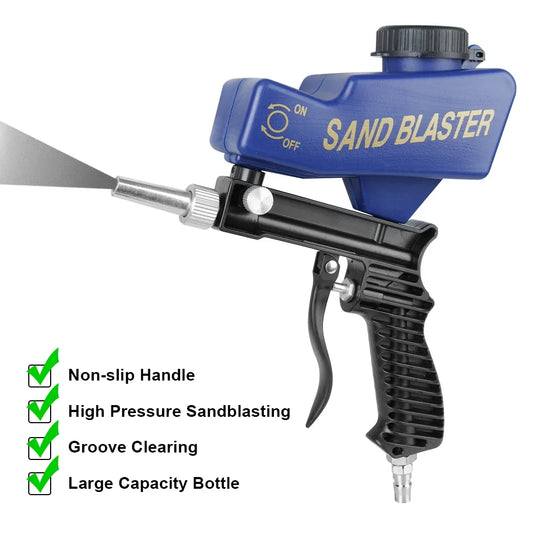 Gravity Feed Pneumatic Sandblasting Gun Set - Adjustable Rust & Paint Blasting Tool