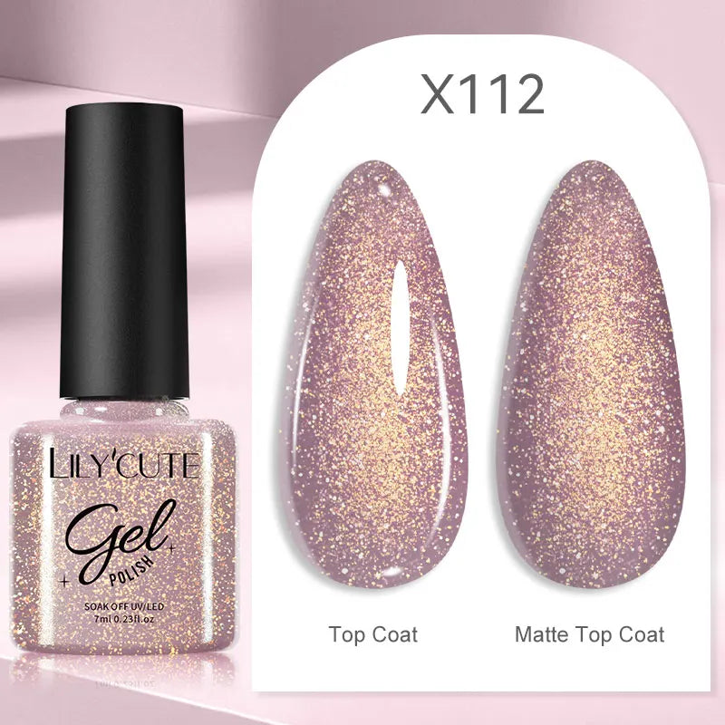 LILYCUTE Solid Color Gel Nail Polish 7ml - Semi-Permanent Soak Off UV LED Gel Varnish for Nail Manicure Art