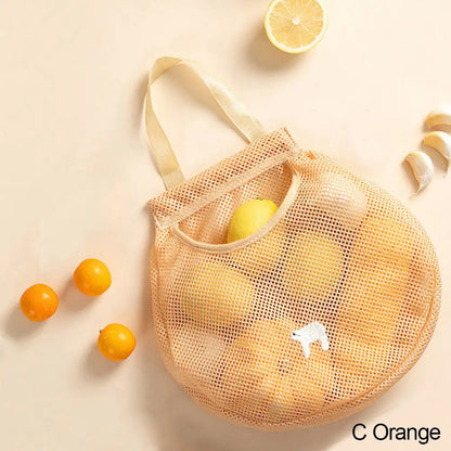 Reusable Hanging Mesh Storage Bag – Kitchen Fruit & Vegetable Organizer Net Bag for Onions, Garlic, Potatoes & Ginger