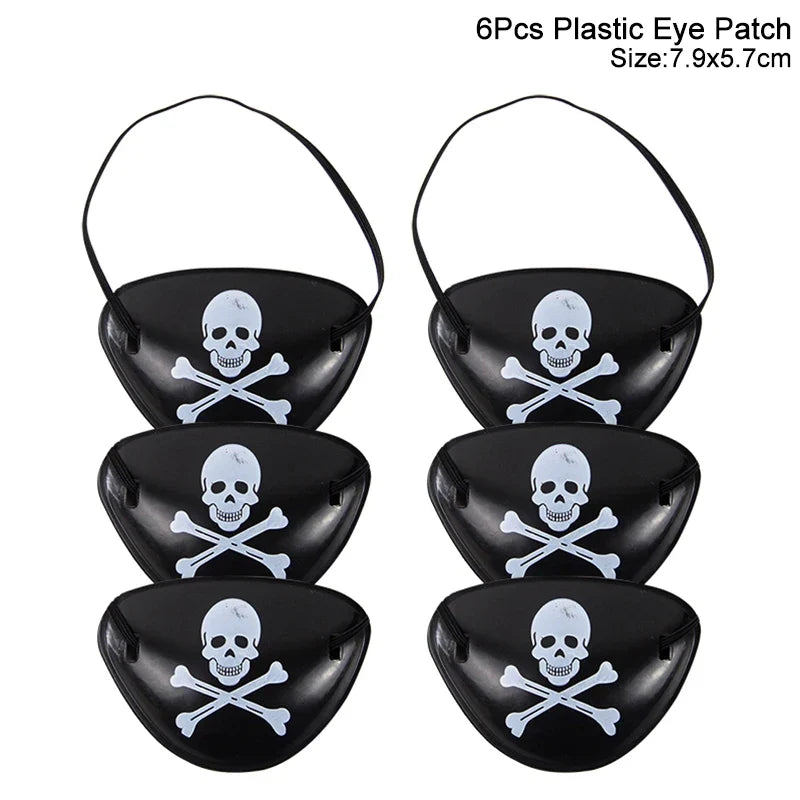 Pirate Party Costume Set - Eye Patch, Coins, Skull Hat & Birthday Decoration Accessories for Kids