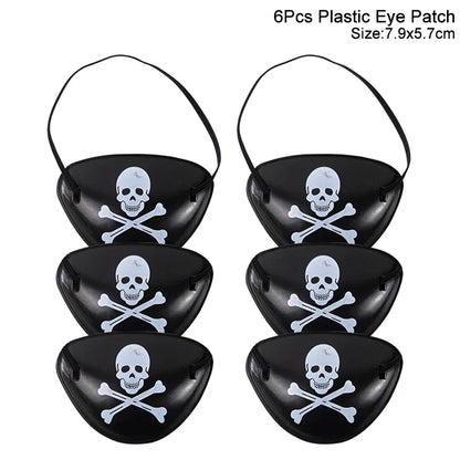 Pirate Party Costume Set - Eye Patch, Coins, Skull Hat & Birthday Decoration Accessories for Kids