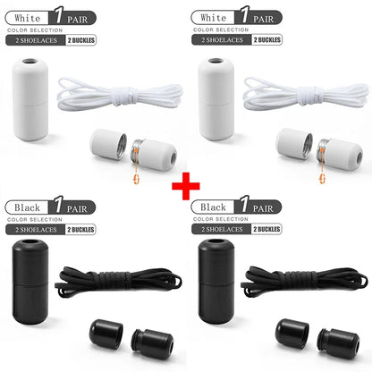 Elastic No Tie Shoelaces - Quick Lock Metal Laces for Kids & Adults Sneakers, Lazy Shoe Strings