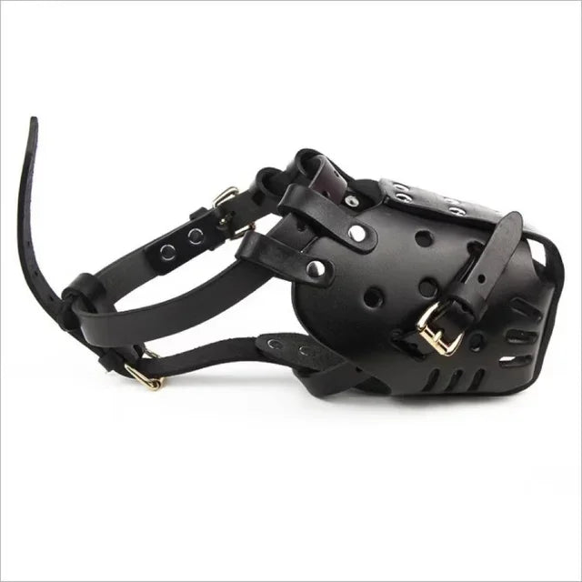 Leather Dog Muzzle Mask - Breathable Anti-Bite Training Cage for German Shepherd, Doberman & Small/Large Dogs