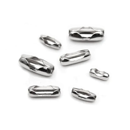 100PCS Stainless Steel Ball Chain Connectors - Blind Pull Cord Clasp Clips for 1.5mm to 3.2mm Beaded Chains