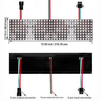 WS2812B RGB LED Pixel Display – 4x12, 8x8, 16x16, 8x32 Individually Addressable, Flexible Programmable 5V Screen