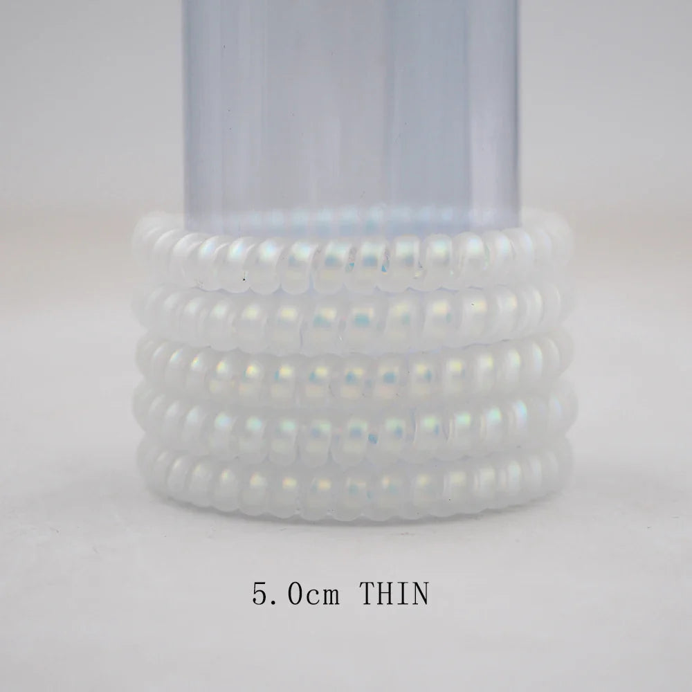 5Pcs Matte Spiral Hair Bands - Fashion Telephone Wire Elastic Hair Ties Stretchable Cord Rubber Bands for Women & Girls