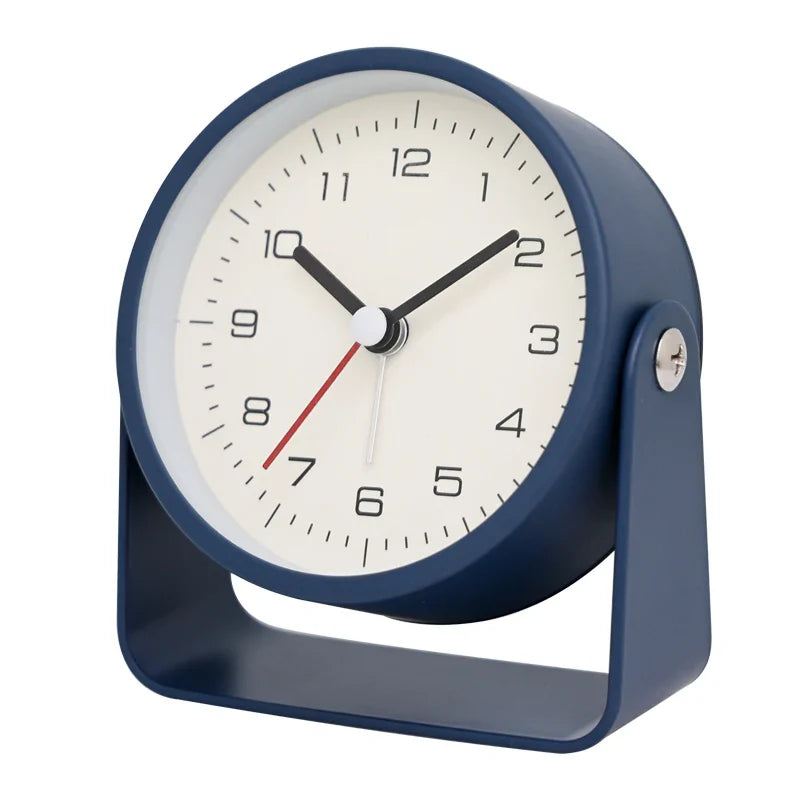 Creative Metal Minimalist Silent Alarm Clock – Small Quartz Desktop Clock for Student Desk, Room & Office Decor
