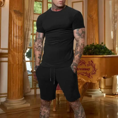 Men's Summer Sports Suit - Breathable T-Shirt & Shorts Two-Piece Casual Outdoor Tracksuit Set