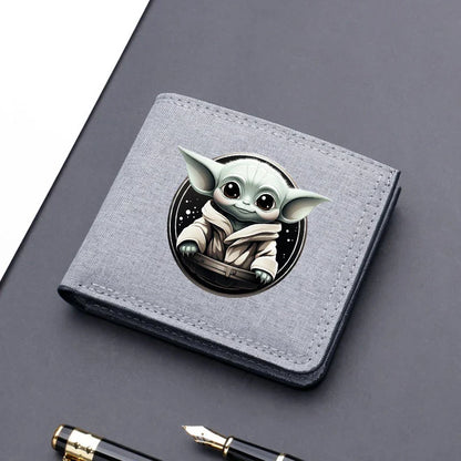Star Wars Men's Canvas Wallet – Black/Blue/Gray Short Purse, Card Holder & Money Bag with Credit Card Case