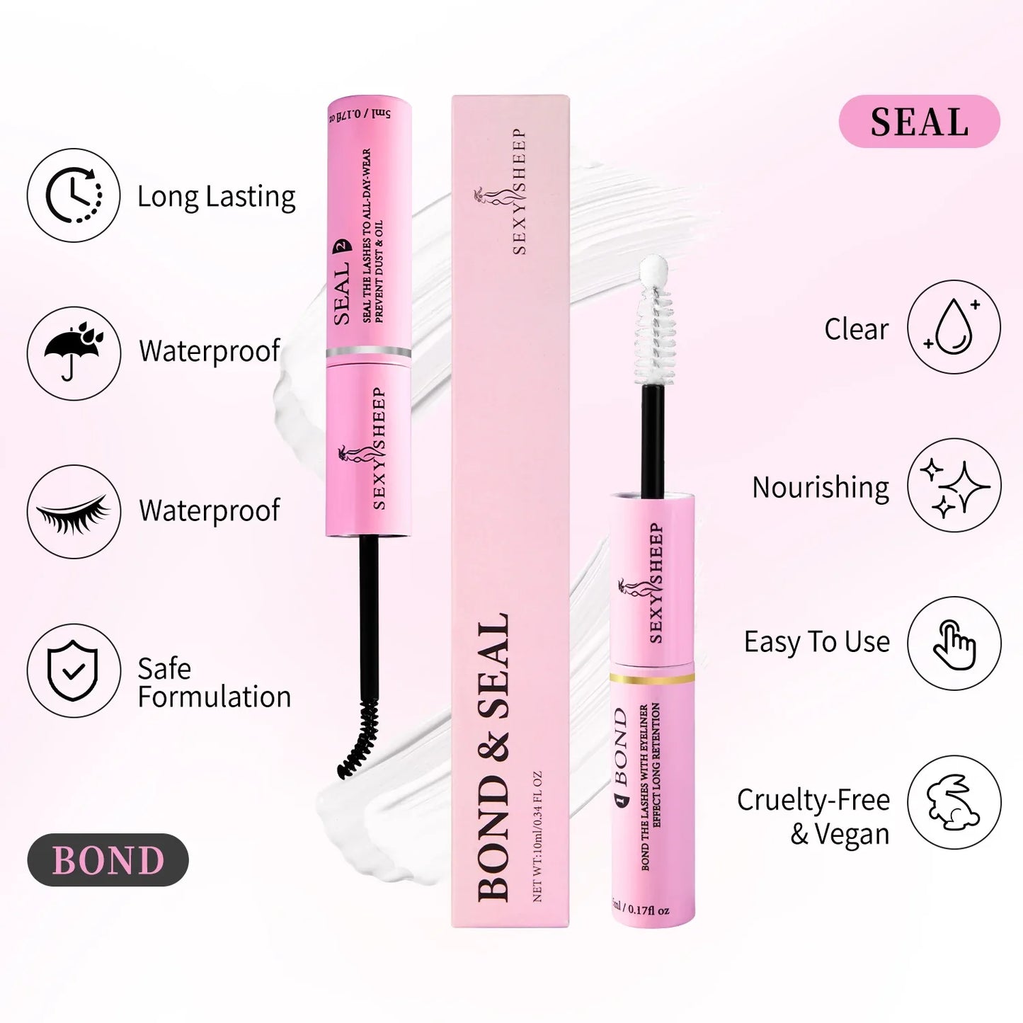 48H Eyelash Glue and Seal for Clusters – Strong Hold, Long-Lasting Adhesive for Lash Extensions