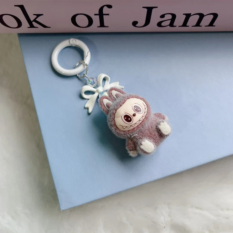 Plush Baby Keychain Bowknot Bag Pendant Hanging Charm for Phone Car Backpack Labobu Gift