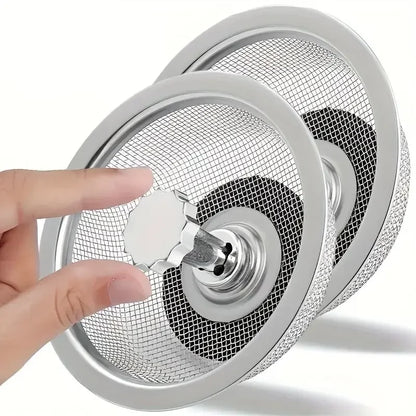 Kitchen Sink Strainer Set - Stainless Steel Mesh Drain Basket with Handle & Stopper