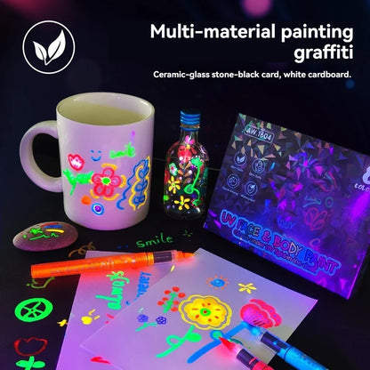 8-Color Neon UV Acrylic Paint Pens - Fluorescent Glow-in-the-Dark Markers for DIY Art & Crafts