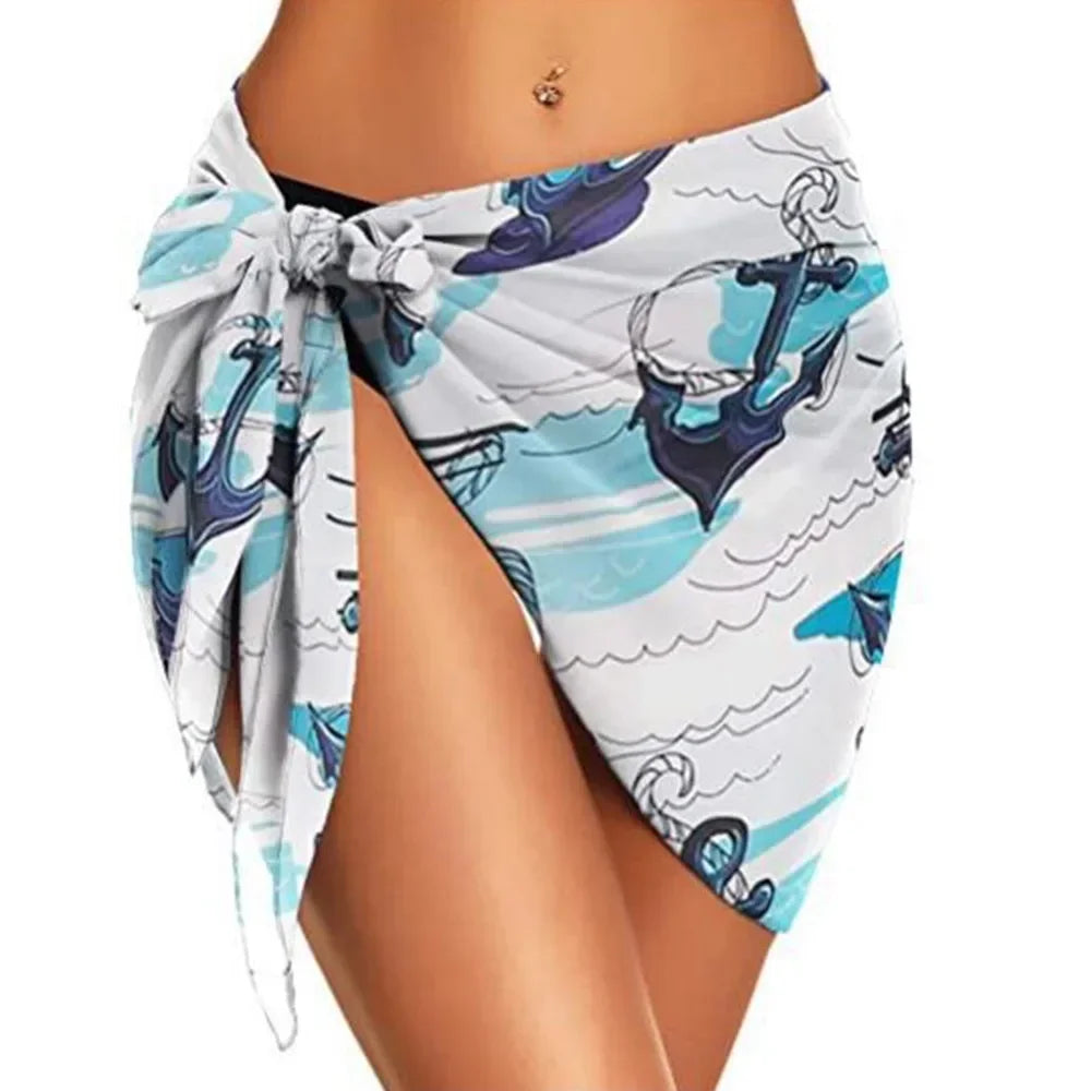 Women's Summer Sheer Sarong Cover-Up - Solid Chiffon Bikini Wrap Beach Skirt